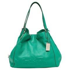 Coach Green Leather Embossed Carriage Edie Shoulder Bag
