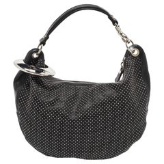 Jimmy Choo Black Leather Studded Solar Hobo
