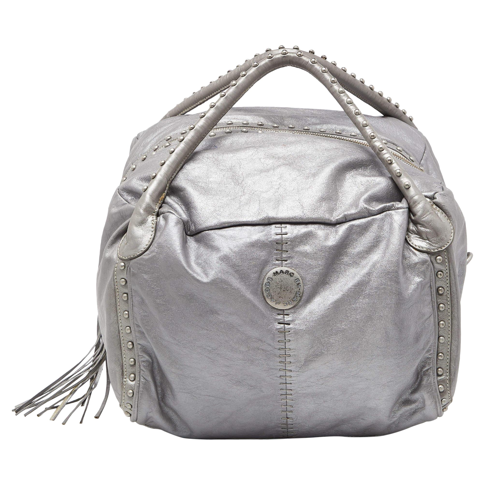 Marc Jacobs Grey Leather Studded Hobo For Sale