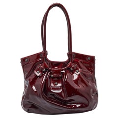 Salvatore Ferragamo Maroon Patent Leather Gancini Hobo