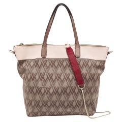 Valentino Multicolore V Print Canvas and Leather Shopper Tote
