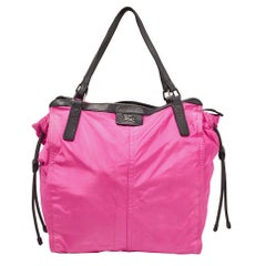 Burberry Magenta Nylon and Leather Buckleigh Tote