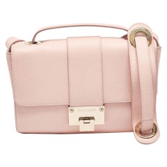 Jimmy Choo Pink Leather Rebel Flap Top Handle Bag