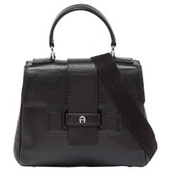 Aigner Black Leather Top Handle Bag