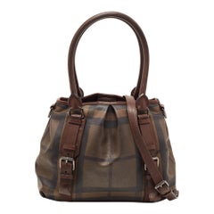 Burberry Dark Brown Smoke Check PVC Small Northfield Tote