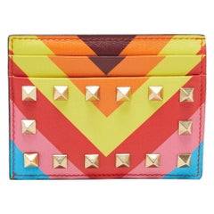 Valentino Multicolor Stripe Leather Rockstud Card Case