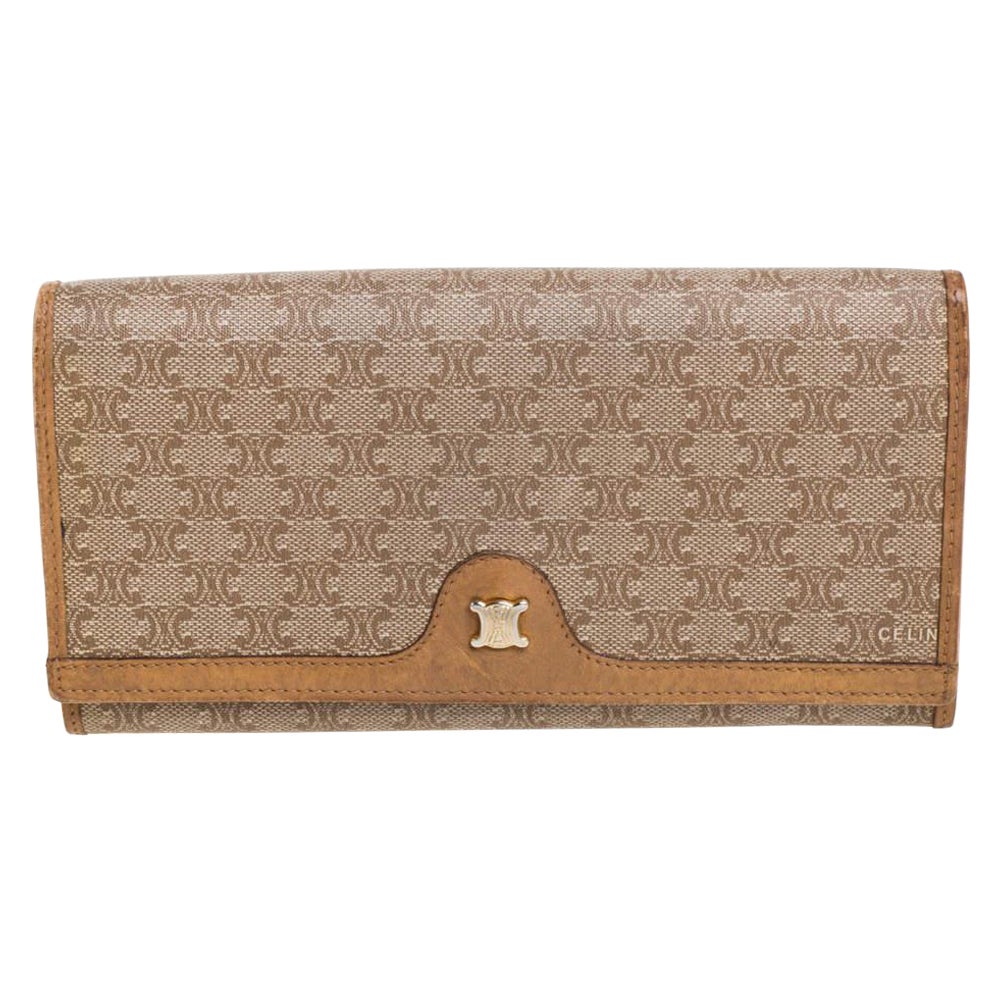 Celine Beige Macadam Coated Canvas and Leather Wallet
