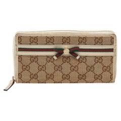 Gucci Beige/Cream GG Canvas and Leather Princy Zip Around Wallet