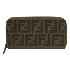 Fendi Tobacco Zucca Coated Canvas Zip Around Wallet
