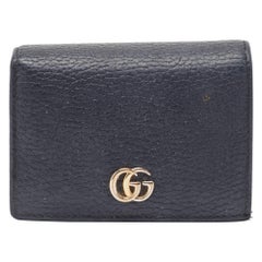 Gucci Black Leather GG Marmont Flap Card Case