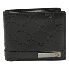 Gucci Black Guccissima Leather Interlocking G Bifold Wallet