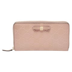 Gucci Beige Guccissima Leather Zip Around Continental Wallet