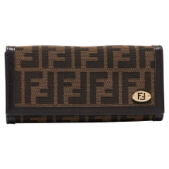 Fendi Tobacco Zucca Canvas and Leather FF Flap Continental Wallet
