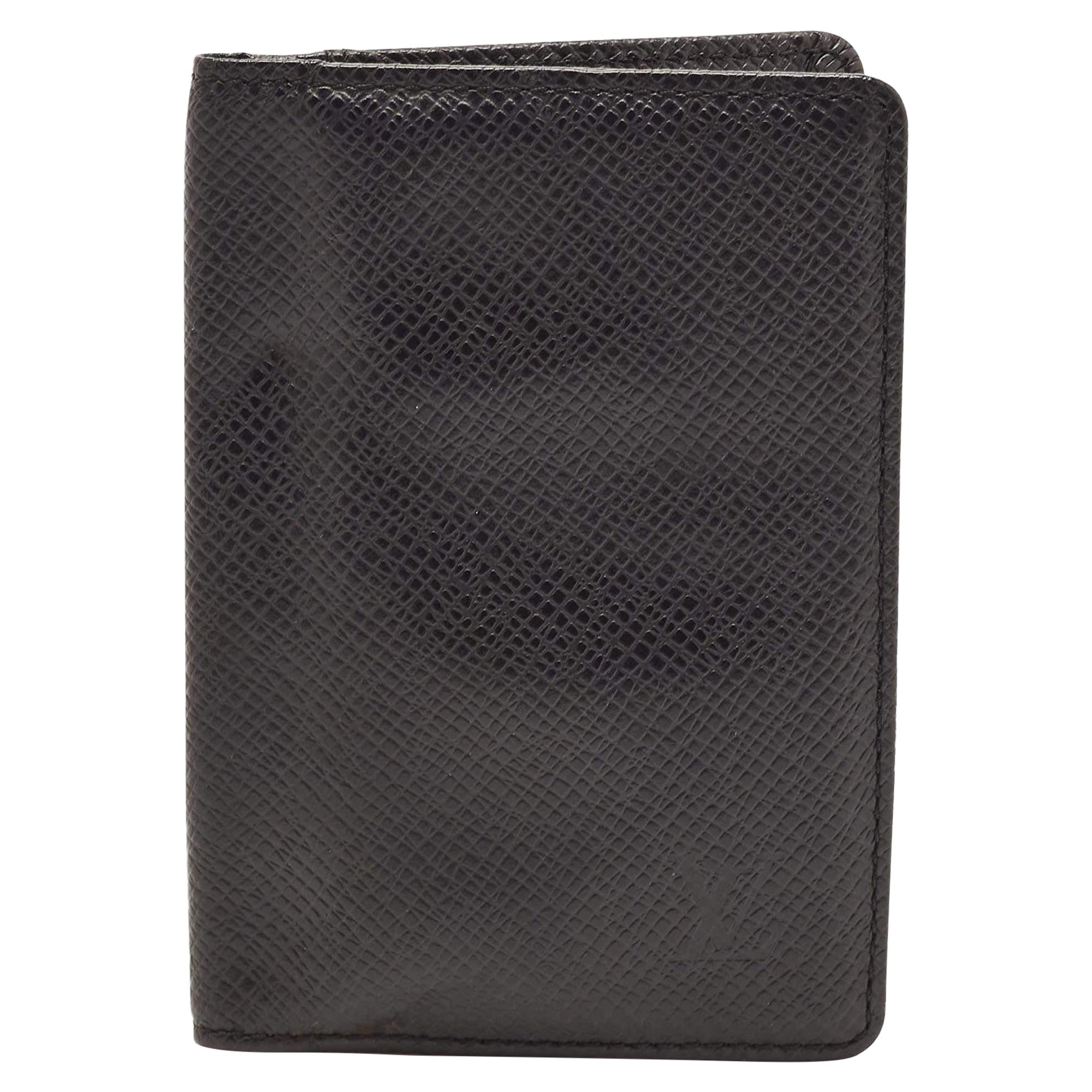 Louis Vuitton Black Taiga Leather Bifold Card Case