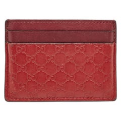 Gucci Red/Burgundy Microguccissima Leather Card Holder