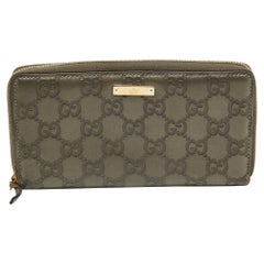 Gucci Olive Green Guccissima Leather Zip Around Continental Wallet