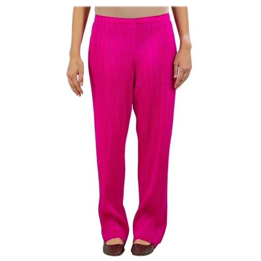 1990S PLEATS PLEASE ISSEY MIYAKE Hot Pink Polyester Pants For Sale