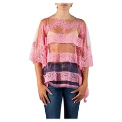 2010S VALENTINO Pink Chantilly Lace Oversized Blouse