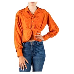 Edwardian Orange Silk Jacquard Blouse