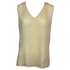 Chanel Spring 2005 Cream Pink and Gold Sleeveless Silk Top-Size 42