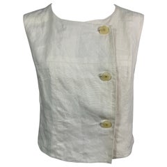 Chanel Vintage 2000 Cruise Elfenbeinfarbenes Leinen Crop Top - Größe 40