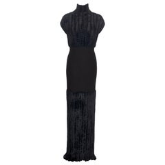 Vintage Alaia by Azzedine Alaia Black Wool Chenille Mock-Neck Evening Dress, SS 1994