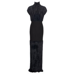 Alaia by Azzedine Alaia Black Wool Chenille Mock-Neck Evening Dress, SS 1994