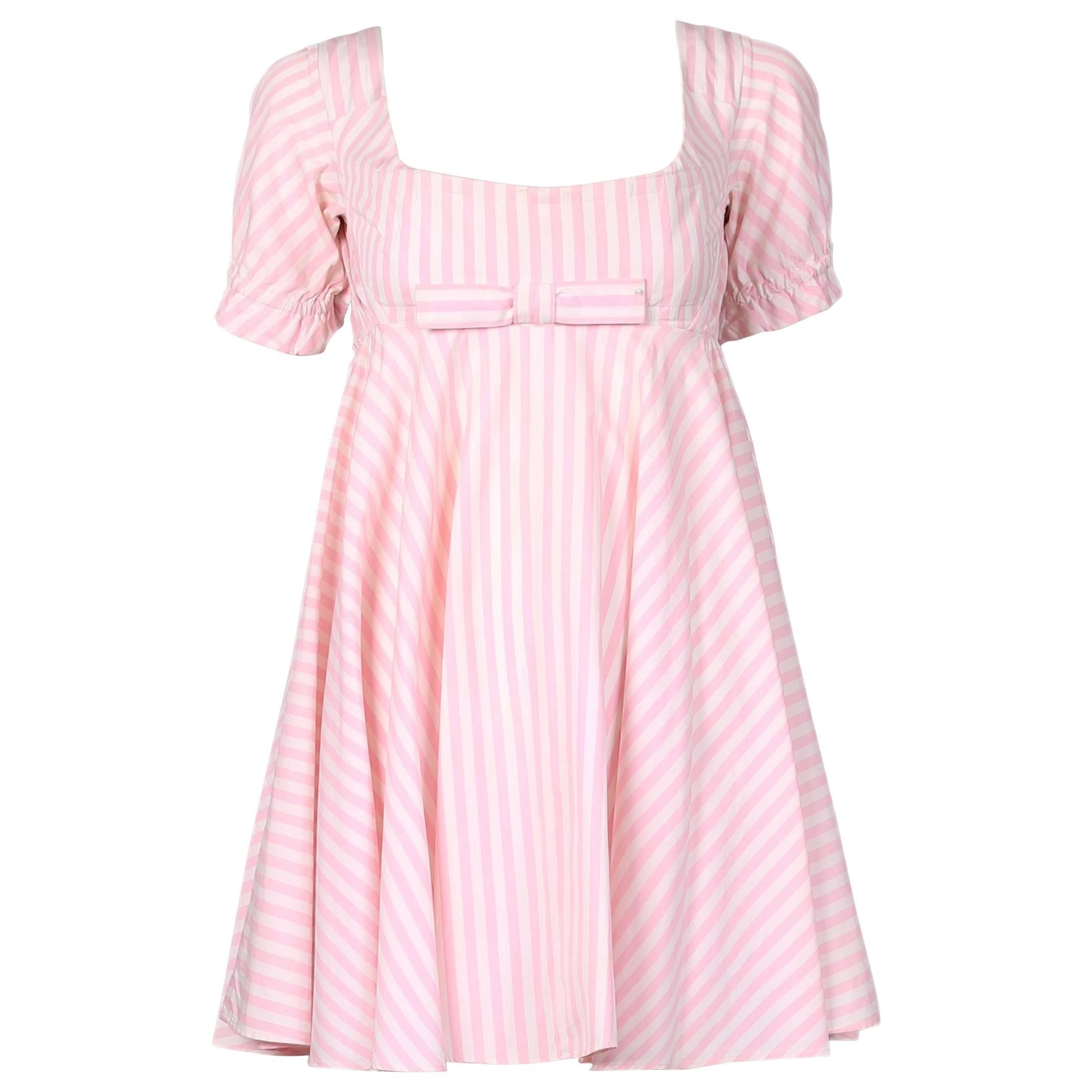 Vivienne Westwood Pink & White Striped Bustier Babydoll Dress Ca. 1992