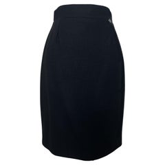 Chanel New CC Eagle Charm Black Pencil Skirt