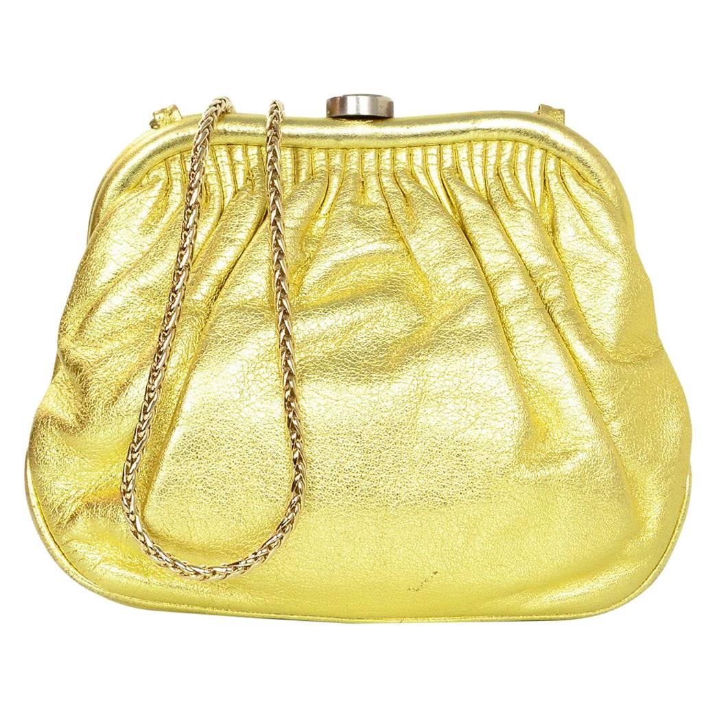 Chanel Metallic Gold Leather Mini Evening Bag GHW