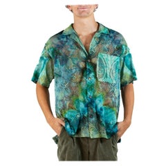 MORPHEW COLLECTION Camisa de encaje de algodón verde y verde azulado