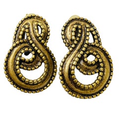  Vintage dark gold tone designer clip on earrings
