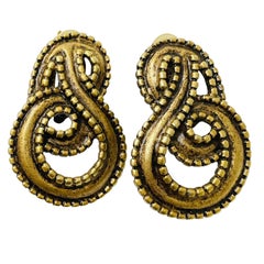 Boucles d'oreilles vintage à clip de designer, ton or foncé