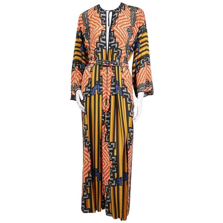 Galanos Art Deco Printed Dress circa 1970s