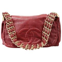 Chanel Red Lambskin Triple Chain Strap Bag 5
