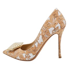 Nicholas Kirkwood Brown/White Cork and Fabric Eden Pumps Size 37.5