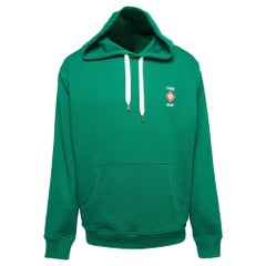 Casablanca Tennis Club Green Logo Print Organic Cotton Hoodie L