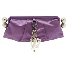 Gianfranco Ferre Purple Satin Charm Frame Clutch