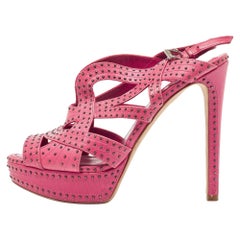 Dior Pink Studded Leather Platform Strappy Sandals Size 40