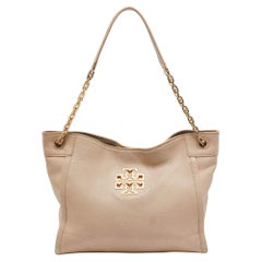 Tory Burch Light Pink Leather Small Britten Slouchy Tote