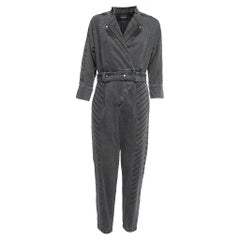 Retrofete Grey Distressed Denim Belted Jumpsuit S