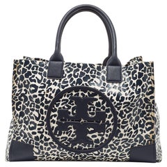 Tory Burch Navy Blue/White Nylon Ella Tote