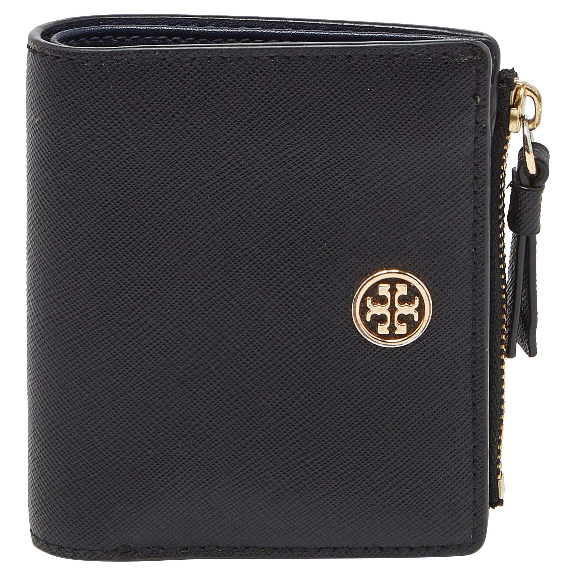 Tory Burch Black Leather Robinson Bifold Wallet For Sale