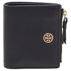 Tory Burch Black Leather Robinson Bifold Wallet