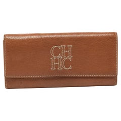 CH Cartera Continental Monograma de Piel Marrón Carolina Herrera