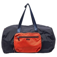 TUMI Navy Blue/Orange Nylon Foldability Compact Duffle Bag