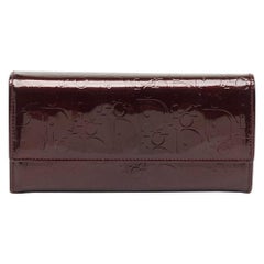 Dior Burgundy Oblique Embossed Patent Leather Continental Wallet