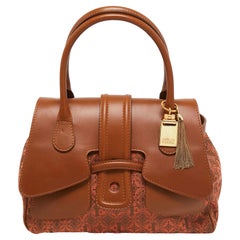 Gianfranco Ferre Cartera con Solapa de Piel y Tejido Jacquard Marrón