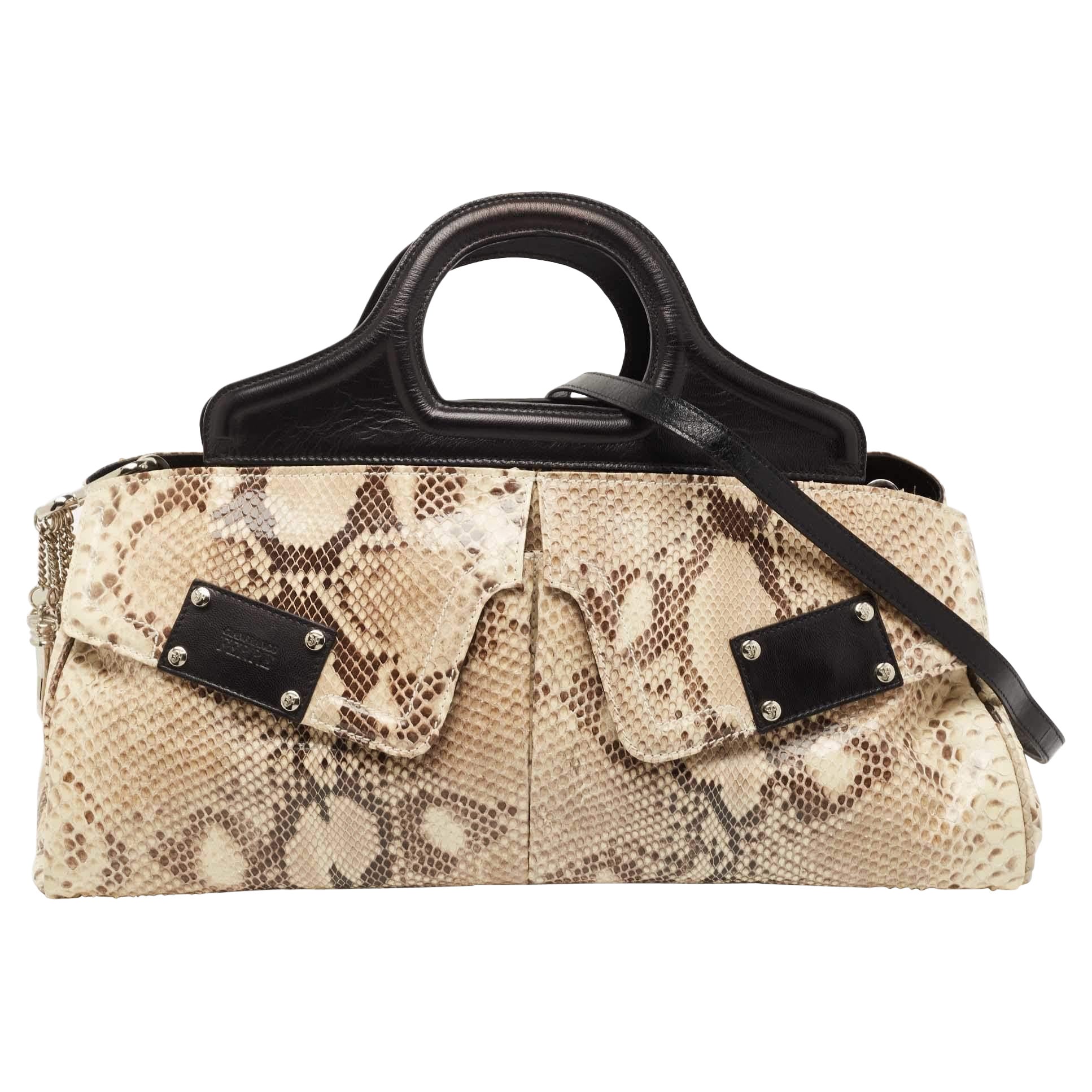 Sac à Main En Cuir Vernissé Gianfranco Ferre - Beige - Vintage En Excellent état - Porté Une Fois
