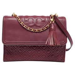 Tory Burch Burgundy Leather Fleming Shoulder Bag